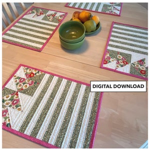 Stripes and Angles Quilted Placemat Pattern - Digital Download by Tulip Square #582