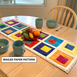 Crazy Boxes Quilted Table Runner - Tulip Square Pattern #539 - Mailed Paper Pattern
