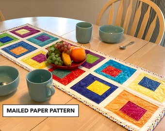 Crazy Boxes Quilted Table Runner - Tulip Square Pattern #539 - Mailed Paper Pattern