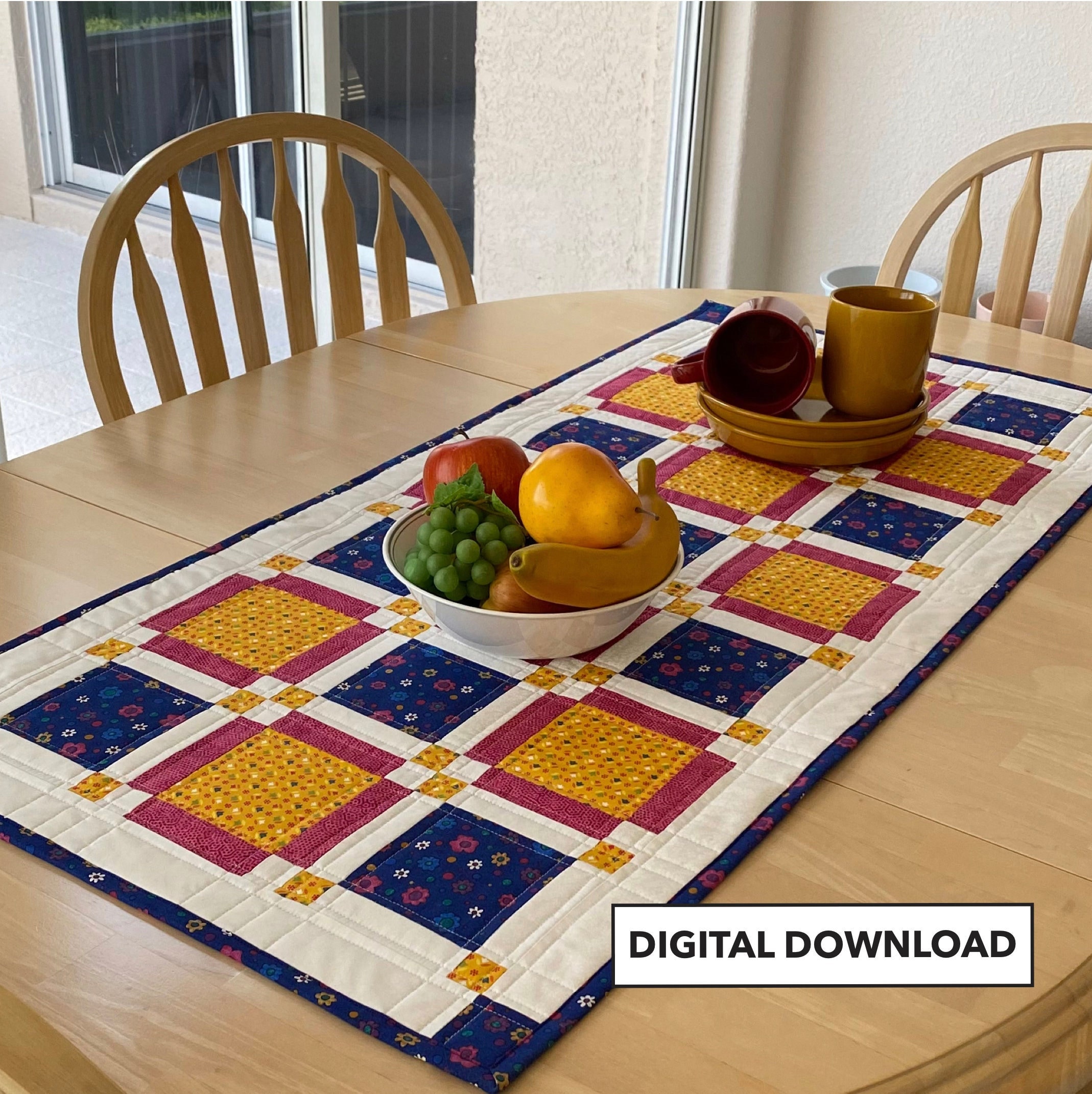 Country Charm Quilted Table Topper Table Runner - Tulip Square Pattern ...