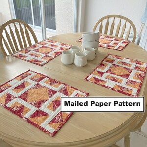Shattered Diamonds Quilted Placemat Pattern - Quilted Placemats - Mailed Paper Pattern by Tulip Square #617