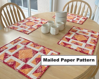 Shattered Diamonds Quilted Placemat Pattern - Quilted Placemats - Mailed Paper Pattern by Tulip Square #617