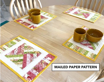 Quilted Placemat Pattern - Rainbow Weave set of 4 Placemats to Make - Mailed Paper Pattern by Tulip Square #615