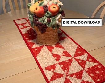 Chemin de table matelassé triangles audacieux - motif carré tulipe #575 - téléchargement numérique