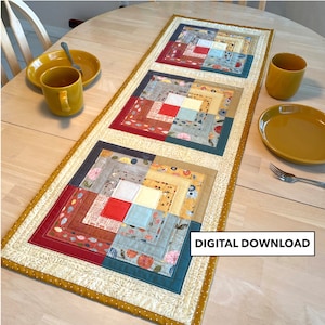 Fancy Squares Quilted Table Runner Pattern - Tulip Square Pattern #580 - Digital Download