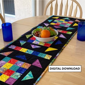 Kaleidoscope Quilted Table Runner Pattern - Tulip Square Pattern #597 - Digital Download