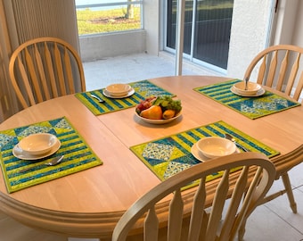 Stripes and Angles Quilted Placemat Pattern: Set of 4 (Digital Download)