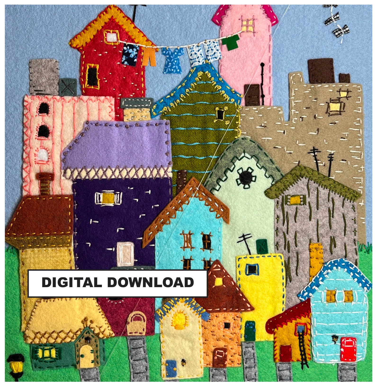PDF Felt Appliqué Pattern Tiny Town Felt and Embroidery Etsy