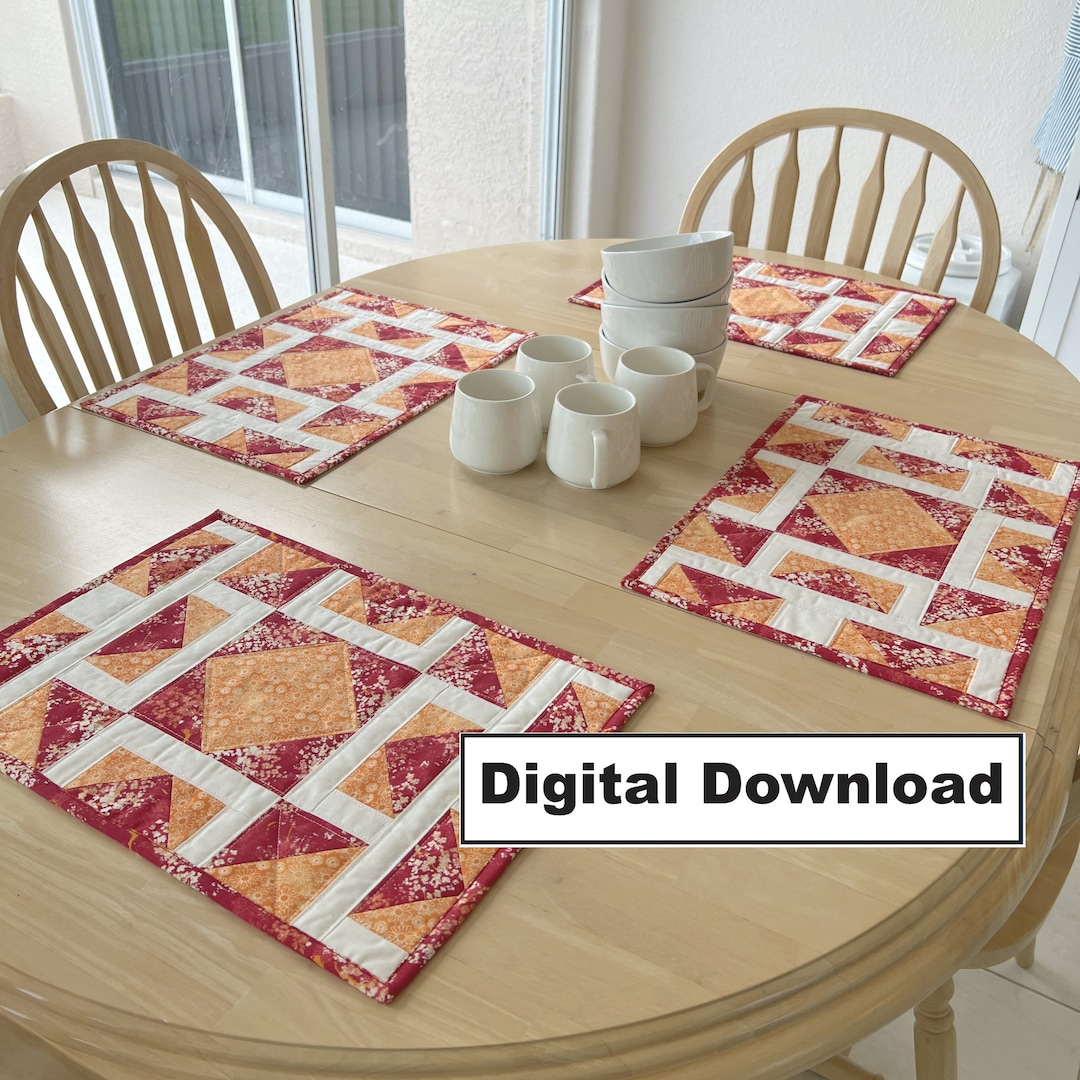 Shattered Diamonds Quilted Placemat Pattern Quilted Placemats Digital