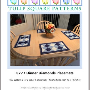 Dinner Diamonds Quilted Placemat Pattern Digital Download by Tulip Square 577 image 7