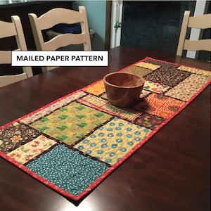 Random Windows Quilted Table Runner Pattern - Tulip Square Pattern #545 - Mailed Paper Pattern