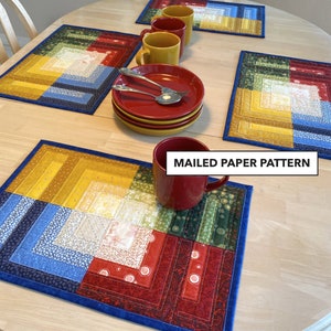 Four Square Meals Quilted Placemat Pattern - Mailed Paper Pattern by Tulip Square #579
