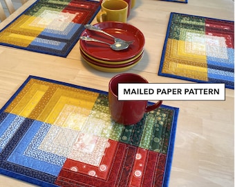 Quilted Placemat Pattern: Four Square Meals (Mailed Paper Pattern)