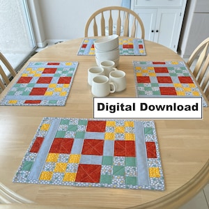 Checkered Table Quilted Placemat Pattern - Quilted Placemats - Digital Download by Tulip Square #619