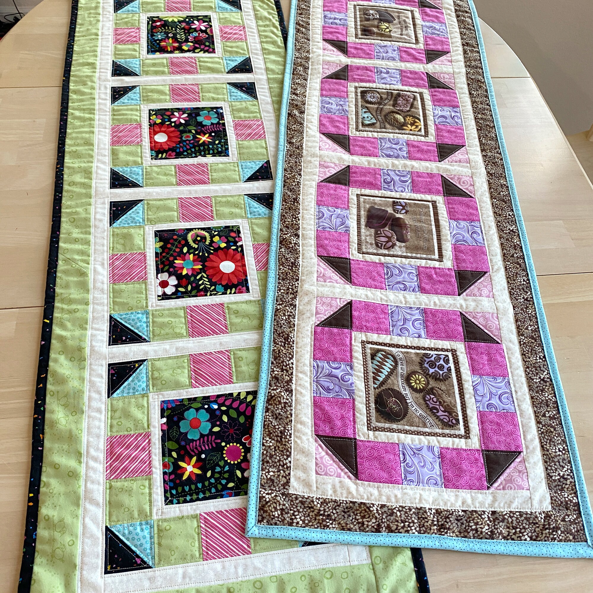 Random Windows Table Runner Pattern Fancy Windows Quilted Table Runner - Tulip Square Pattern #584 ...