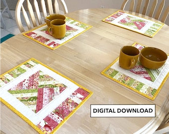 Placemat Pattern - Rainbow Weave Quilted Placemat Pattern - TulipSquare Pattern #615 - Digital Download