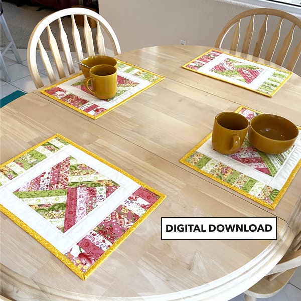 Placemat Pattern - Rainbow Weave Quilted Placemat Pattern - TulipSquare Pattern #615 - Digital Download
