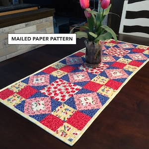 Dancing Diamonds Quilted Table Runner - Tulip Square Pattern #548 - Mailed Paper Pattern
