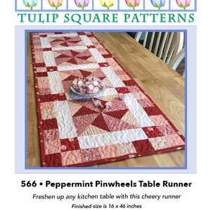 Peppermint Pinwheels Quilted Table Runner Tulip Square Pattern 566 Mailed Paper Pattern image 6