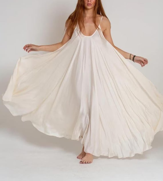 Womens 100% Cotton Nightgown  Romantic Flowy Night Dress, Soft Summer  Sleepwear, Bridal & Honeymoon Loungewear