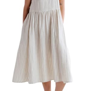 100% Organic Cotton linen Dress / Loose Fitting Linen Midi Dress / Nursing Friendly Dress / Maternity Summer Dress / Gift for Mom.