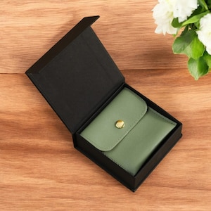 Monedero de piel auténtica para mujer: monedero pequeño hecho a mano con compartimento para monedas, minibolsito, regalo para una relación a distancia.