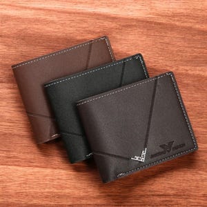 PU-Leder-Brieftasche für Herren - Lychee-Textur, schlankes Bifold mit mehreren Kartensteckplätzen, Bargeld- und Fotohalter