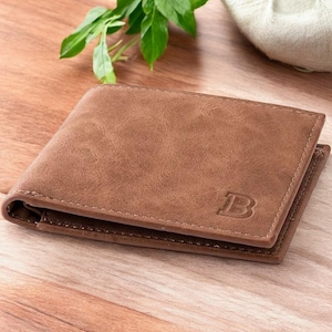 Schlanke Herren-Brieftasche - PU-Leder-Kartenhalter mit Reißverschluss-Münzfach, minimalistische, zweifach klappbare Geldbörse.