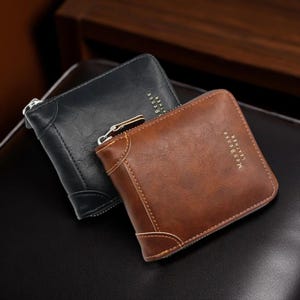 Unisex Retro Reißverschluss Geldbörse - Kurz legerer Kartenhalter mit Münzfach | Klassische Geldbörse mit großer Kapazität für alle Jahreszeiten
