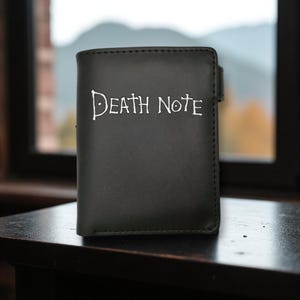 Death Note Anime Wallet – Black PU Leather Bifold with Card Slots & Coin Pocket – Unisex Gift for Boys and Girls.
