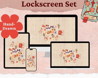 Christian Wallpaper Set | My Hope Is In Jesus, Hand-Drawn (Digital Download)