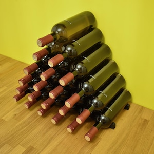 3D Printed Wine Bottle Holder – Stackable Shelf Organizer for Standard Wine Bottles – Modular Space-Saving Storage Rack