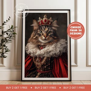 Custom Regal Pet Portrait, Renaissance Pet Portrait, Digital Pet Portrait, Personalized pet gift, King Queen Pet Art, Royal Pet Portrait