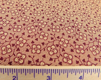 Floral Fabric Burgundy or Tan with Tan Tonal Flowers - Sweet Pea by Kansas Troubles Quilters for Moda Stock #9403 - BTY By the Yard