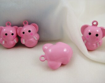 4 Pieces Pink Jungle Elephant Animal Jingle Bell Charm