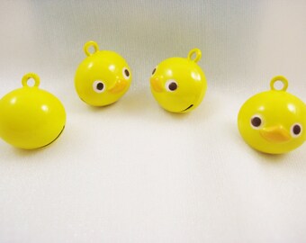 4 Pieces Yellow Ducks Animal Jingle Bell Charm