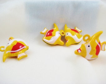 4 Pieces Orange Angelfish Animal Jingle Bell Charm