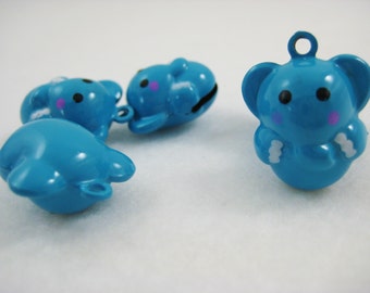 4 Pieces Blue Jungle Elephant Animal Jingle Bell Charm