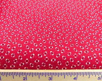 Brick Red Floral Fabric with White Flowers from Prairie Home Stonehill Collection by Donna Wilder for Fabric Traditions 2008 N.T.T. -  BTY