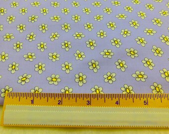 Purple Floral Fabric with White Flowers and Yellow Centers by Debra Quartermain and Deborah Peyton for Northcott - Buggles #3408 - BTY