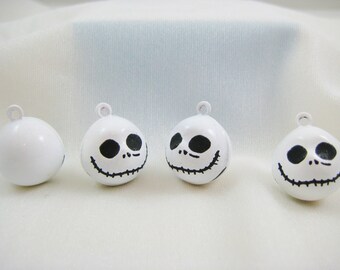 4 Pieces White Halloween Skull Animal Jingle Bell Charms
