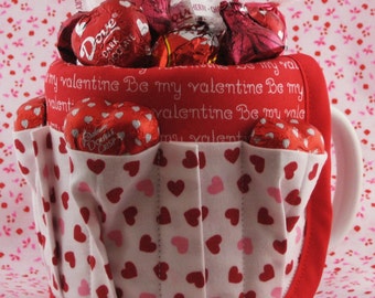 Mug Coffee Cup Aprons Covers Have Stuff will Organize Pink Red Heart Valentines Day or Anniversary