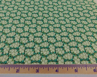 Green Floral Mosaic Fabric with White and Green Flowers by General Fabrics Company - BTY