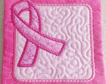 Breast Cancer Mug Rug/Coaster - Pink Ribbon