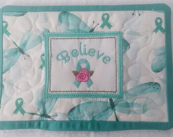 Ovarian Cancer Mug Rug/Coaster - Believe