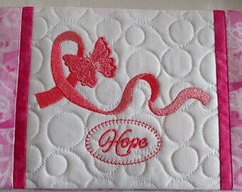 Breast Cancer Mug Rug/Coaster - Hope