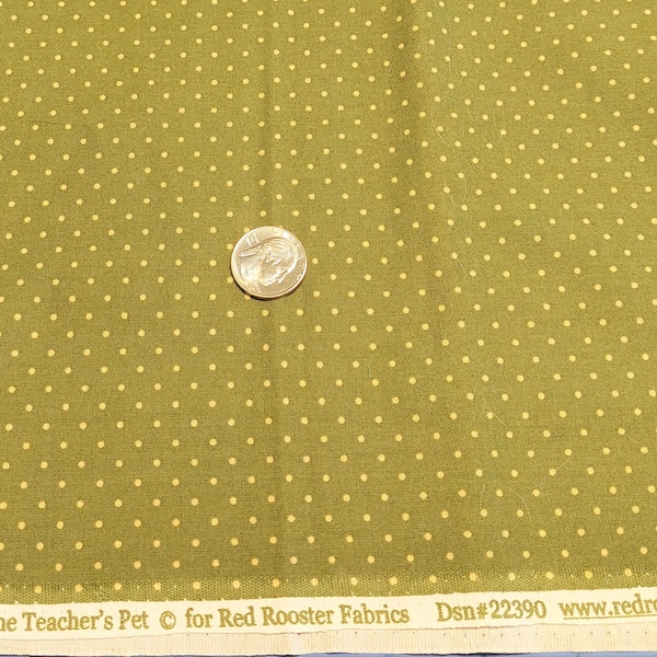 Fabric - Green polka dot - Abigail by Kathy Brown, The Teacher's Pet  #22390