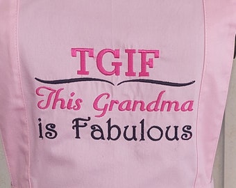 Apron - Pink Ruffled - TGIF - This Grandma is Fabulous