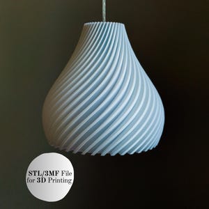 Spiral Lamp Shade 3D Print File 3mf - Twisted Pendant Lampshade - Digital Download