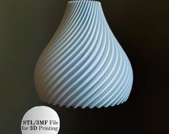 Spiral Lamp Shade 3D Print File STL/3mf - Twisted Pendant Lampshade - Digital Download